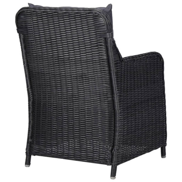 Outdoor Accent Chair Set of 2, Tufted Fabric Design, Black Poly Rattan