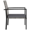 Outdoor Dining Side Chair Set of 2, Gray Poly Rattan, Black Steel