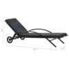 Sun Chaise Lounger with Cushion, 79 Inch, Wheels, Gray Poly Rattan