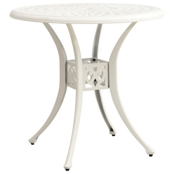 Patio Breakfast Table, 31 Inch Round Top, Lattice White Aluminium