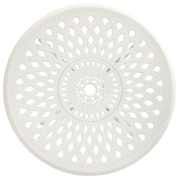 Patio Breakfast Table, 31 Inch Round Top, Lattice White Aluminium