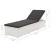 Nino Outdoor Chaise Lounger Sunbed, Black Cushion, White Poly Rattan