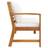 Patio Bench w White Cushions, Slatted Brown Solid Acacia Wood, 45 Inch