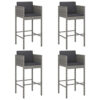 Lexy Outdoor Barstool Chairs Set of 4, Black Fabric and Gray Rattan