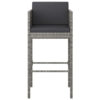 Lexy Outdoor Barstool Chairs Set of 4, Black Fabric and Gray Rattan