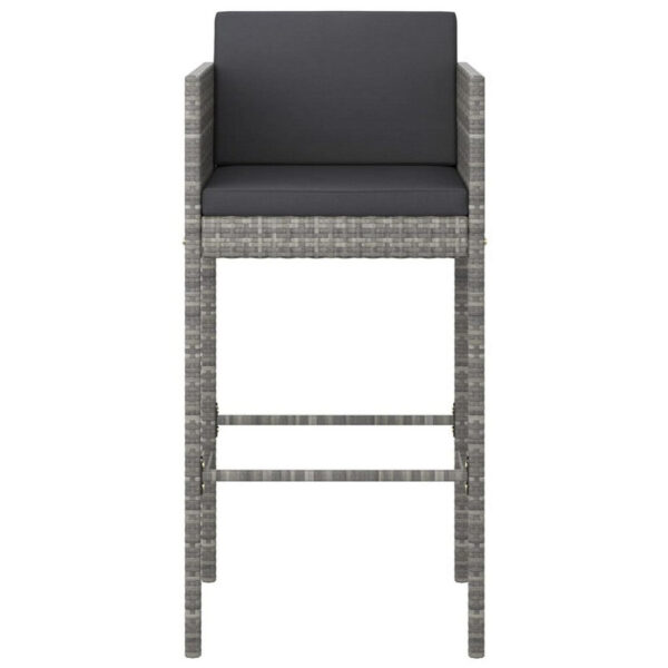 Lexy Outdoor Barstool Chairs Set of 4, Black Fabric and Gray Rattan