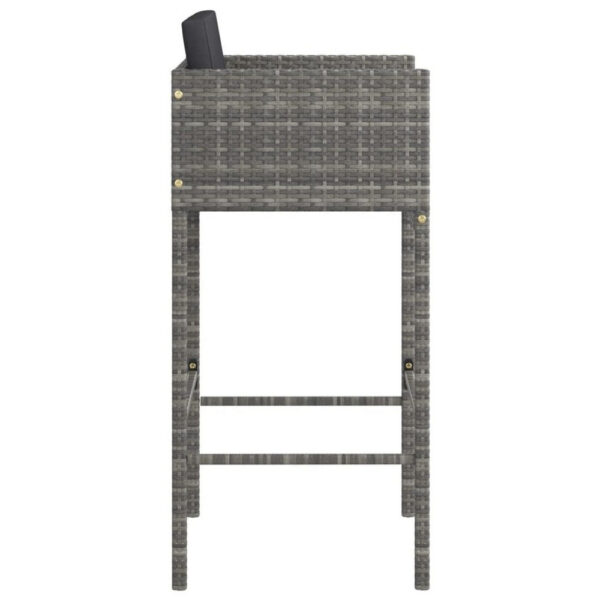 Lexy Outdoor Barstool Chairs Set of 4, Black Fabric and Gray Rattan