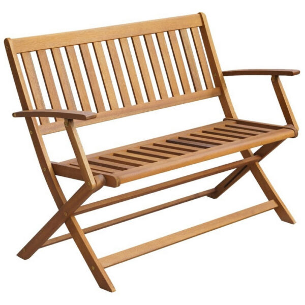 150220266991febe518e3.jpeg Jenny Outdoor Bench, 47 Inch, Brown Acacia Wood, Folding X Cross Legs