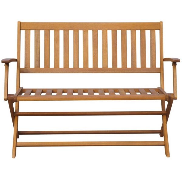 150220266991fec13a08a.jpeg Jenny Outdoor Bench, 47 Inch, Brown Acacia Wood, Folding X Cross Legs