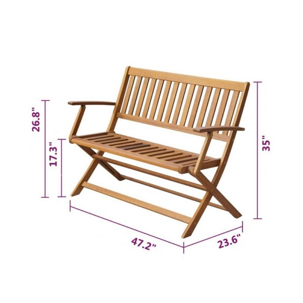 150220266991fec930cb4.jpeg Jenny Outdoor Bench, 47 Inch, Brown Acacia Wood, Folding X Cross Legs