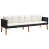 150220266991fecfe4bc5.jpeg 3 Seater Outdoor Sofa with White Fabric Cushions, Black Rattan 86 Inch