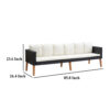 150220266991fed9ea4aa.jpeg 3 Seater Outdoor Sofa with White Fabric Cushions, Black Rattan 86 Inch