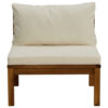Outdoor Sectional Modular Armless Sofa Seat, Cream, Acacia Wood