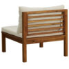 Outdoor Sectional Modular Armless Sofa Seat, Cream, Acacia Wood