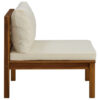 Outdoor Sectional Modular Armless Sofa Seat, Cream, Acacia Wood