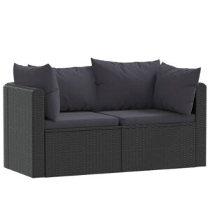 150220266991fef43af05.jpeg 2pc Outdoor Modular Loveseat Set, Black Cushions, Poly Rattan, Steel