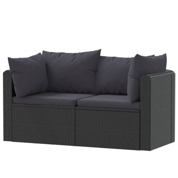 150220266991fefb97ae7.jpeg 2pc Outdoor Modular Loveseat Set, Black Cushions, Poly Rattan, Steel