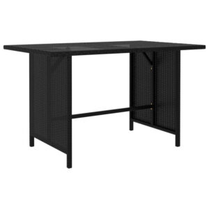 Outdoor Dining Table, Rectangular 43 Inch, Black Rattan, Steel Frame