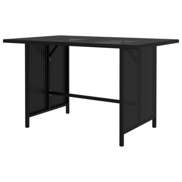 150220266991ff1df2c4f.jpeg Outdoor Dining Table, Rectangular 43 Inch, Black Rattan, Steel Frame