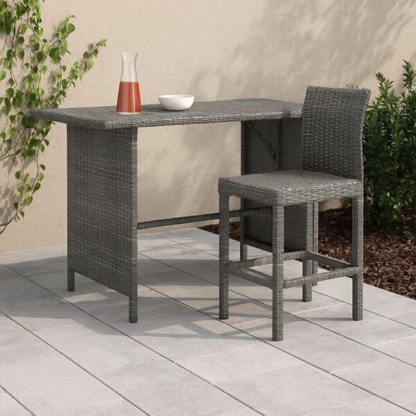 150220266991ff2468cdb.jpeg Outdoor Dining Table, Rectangular 43 Inch, Black Rattan, Steel Frame