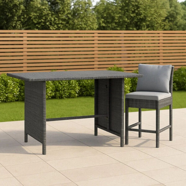 150220266991ff26c3264.jpeg Outdoor Dining Table, Rectangular 43 Inch, Black Rattan, Steel Frame