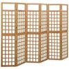 6 Panel Room Divider Trellis, Foldable Brown Solid Wood Frame, 96 Inch