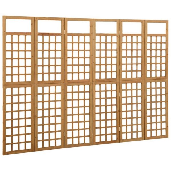 6 Panel Room Divider Trellis, Foldable Brown Solid Wood Frame, 96 Inch