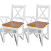 150220266991ff481138f.jpeg Dining Side Chair Set of 2, X Back Design, White, Brown Pine Wood