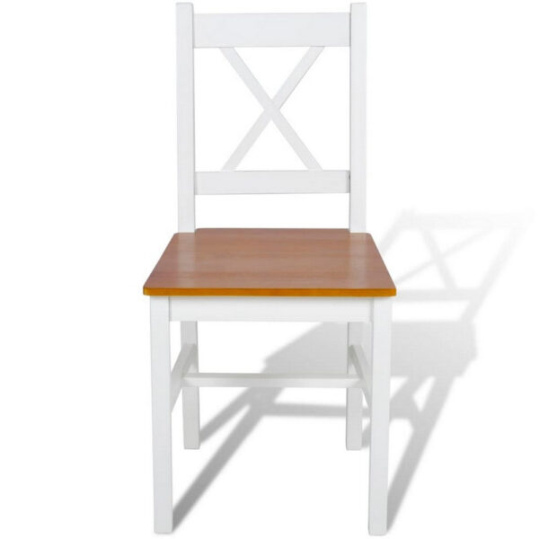 150220266991ff4ac149c.jpeg Dining Side Chair Set of 2, X Back Design, White, Brown Pine Wood