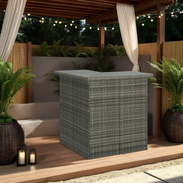 Shiro Outdoor Modular Corner Bar Table, 3 Shelf, Gray Rattan, 41 Inch