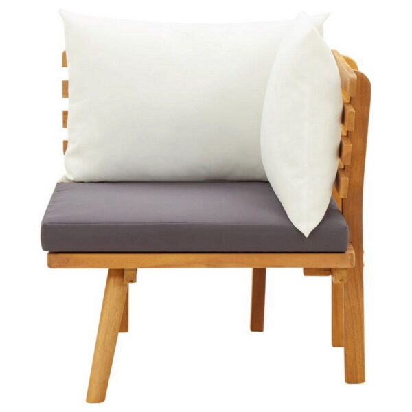 Roma Outdoor Modular Corner Chair, White Fabric, Solid Acacia Wood