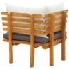 Roma Outdoor Modular Corner Chair, White Fabric, Solid Acacia Wood