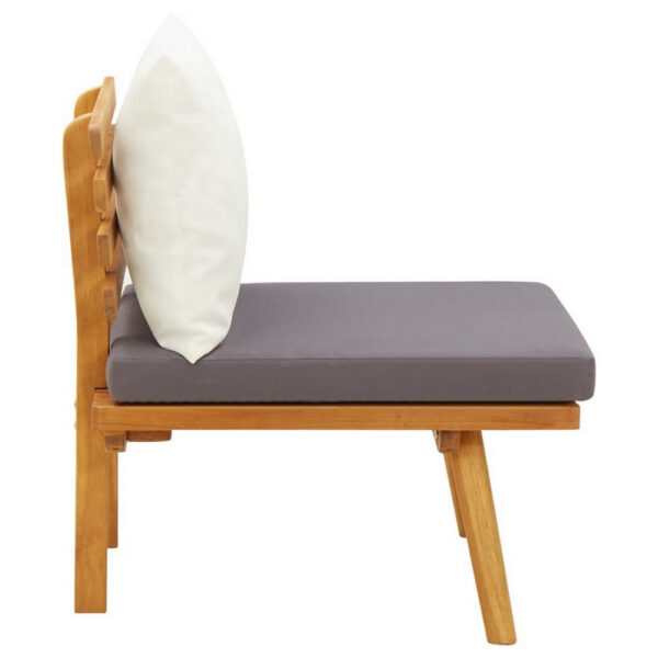Roma Outdoor Modular Armless Chair, White Fabric, Brown Acacia Wood