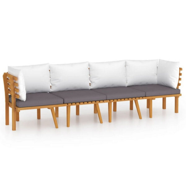 Roma 4pc Outdoor Modular Sofa Set, Solid Acacia Wood