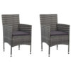 Gil Outdoor Dining Chair Set of 2, Gray Cushions and Poly Rattan