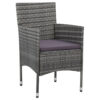 Gil Outdoor Dining Chair Set of 2, Gray Cushions and Poly Rattan