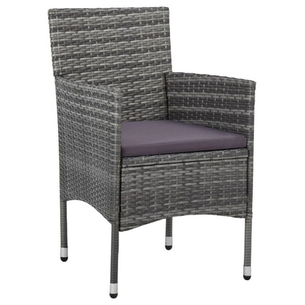 Gil Outdoor Dining Chair Set of 2, Gray Cushions and Poly Rattan