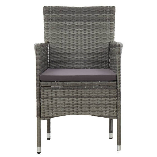 Gil Outdoor Dining Chair Set of 2, Gray Cushions and Poly Rattan