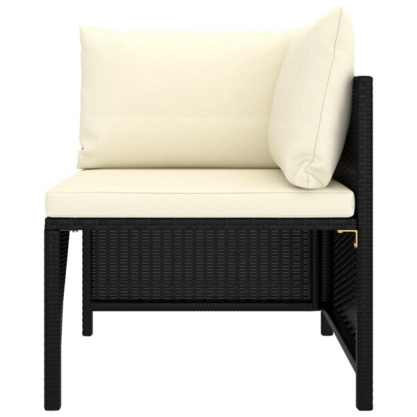 Nilo Outdoor Modular Sectional Corner Sofa Seat, Cream, Black Rattan