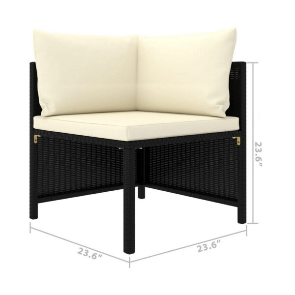 Nilo Outdoor Modular Sectional Corner Sofa Seat, Cream, Black Rattan