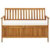 Reja Outdoor Storage Bench, 47 Inch Brown Solid Acacia Wood, White