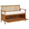 Reja Outdoor Storage Bench, 47 Inch Brown Solid Acacia Wood, White