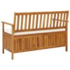 Reja Outdoor Storage Bench, 47 Inch Brown Solid Acacia Wood, White