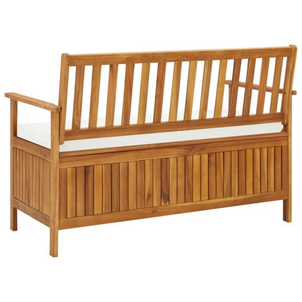Reja Outdoor Storage Bench, 47 Inch Brown Solid Acacia Wood, White