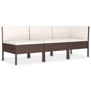 1502202669920031b08b7.jpeg 3pc Outdoor Modular Sofa Set, Cushions, Cream White, Brown Poly Rattan