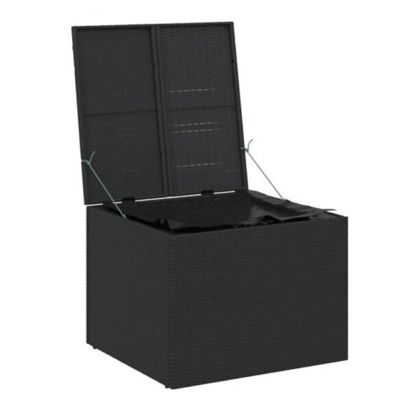 Outdoor Storage Box, Water Resistant Inner Bag 32 Inch Black PE Rattan