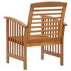 Outdoor Accent Chair Set of 2, Curved Arms, Slatted Brown Acacia Wood