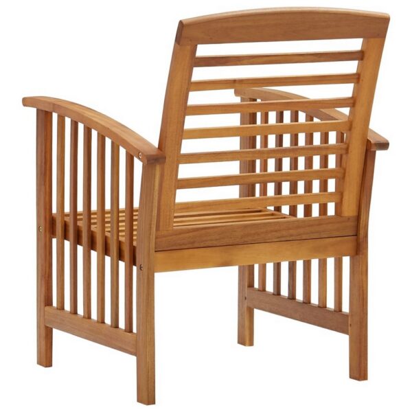 Outdoor Accent Chair Set of 2, Curved Arms, Slatted Brown Acacia Wood