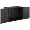 Outdoor Storage Cabinet, Solid Acacia Wood, 39 Inch Black PE Rattan