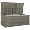 Outdoor Storage Box with Gas Lift, 71 Inch Rectangular, Gray Rattan